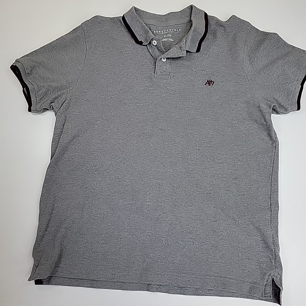 Aeropostale‎ Polo Shirt A87 Men's XL Gray Short Sleeve Collared Casual